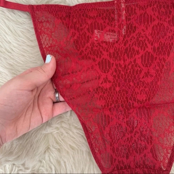 Free People red lace Tameeka high waisted panty S New With Tags - Picture 6 of 7